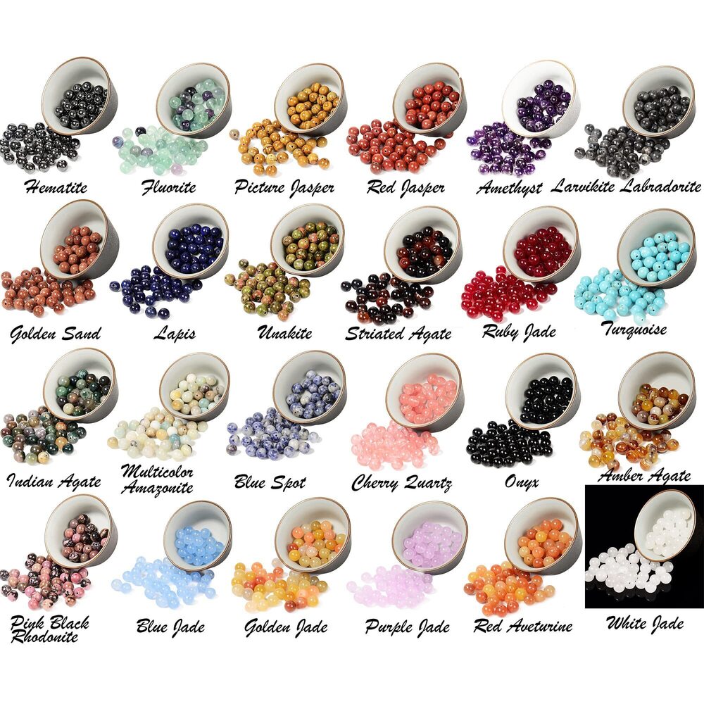 1996 6mm Natural Mixed Materials Gemstones Beads Tiny Spacer Round Loose - Picture 2 of 7